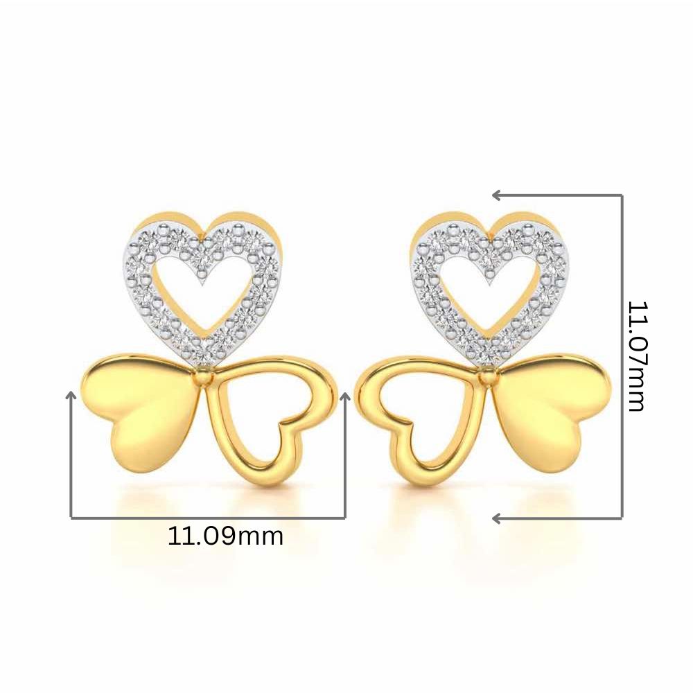 Luck By Heart Silver Studs - Yellow Gold - Image 2