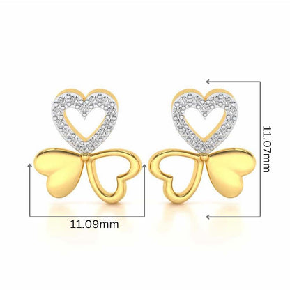 Luck By Heart Silver Studs - Yellow Gold - Image 2