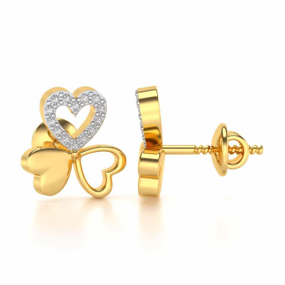 Luck By Heart Silver Studs - Yellow Gold - Image 4