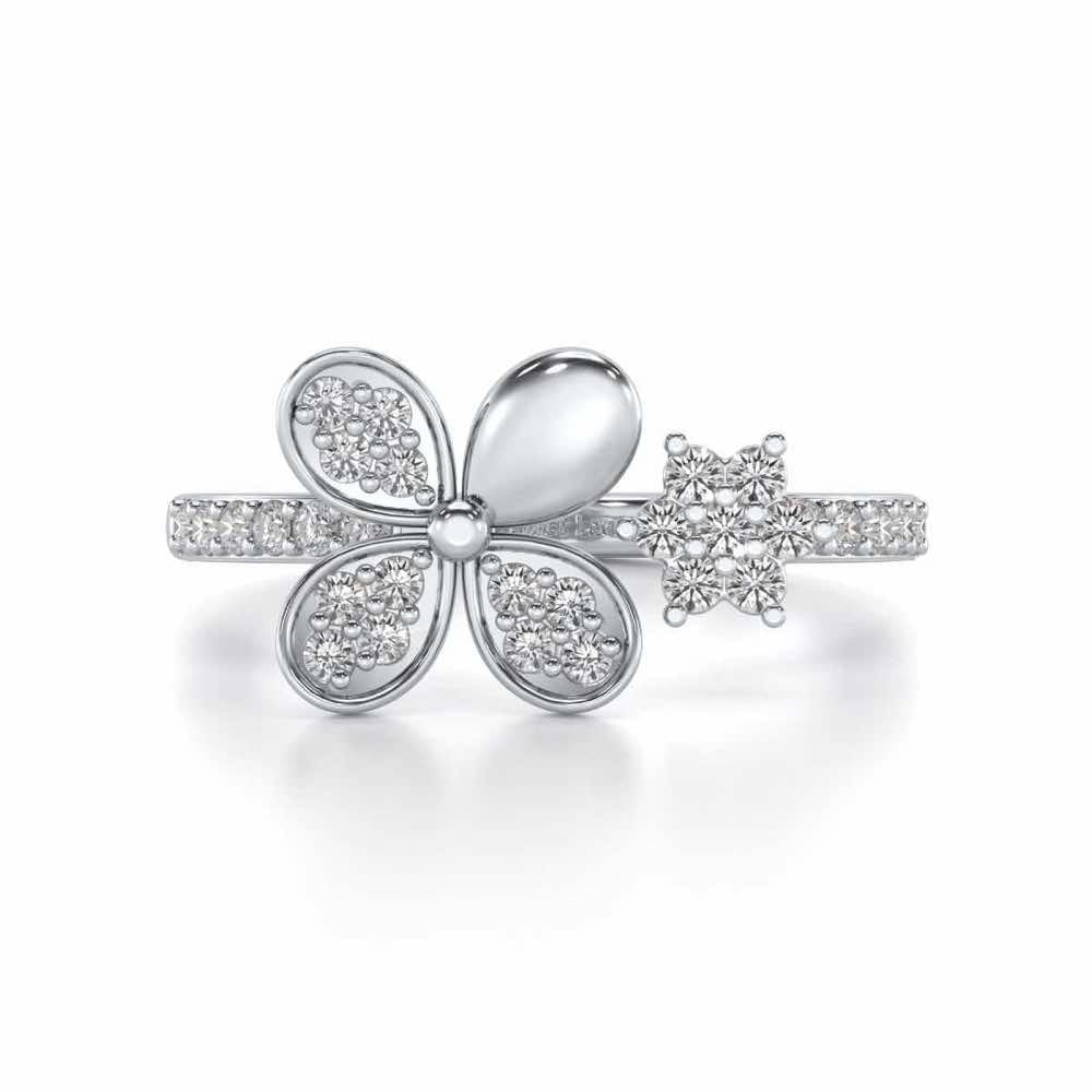 Luck Charm Silver Ring - White Gold - Image 4
