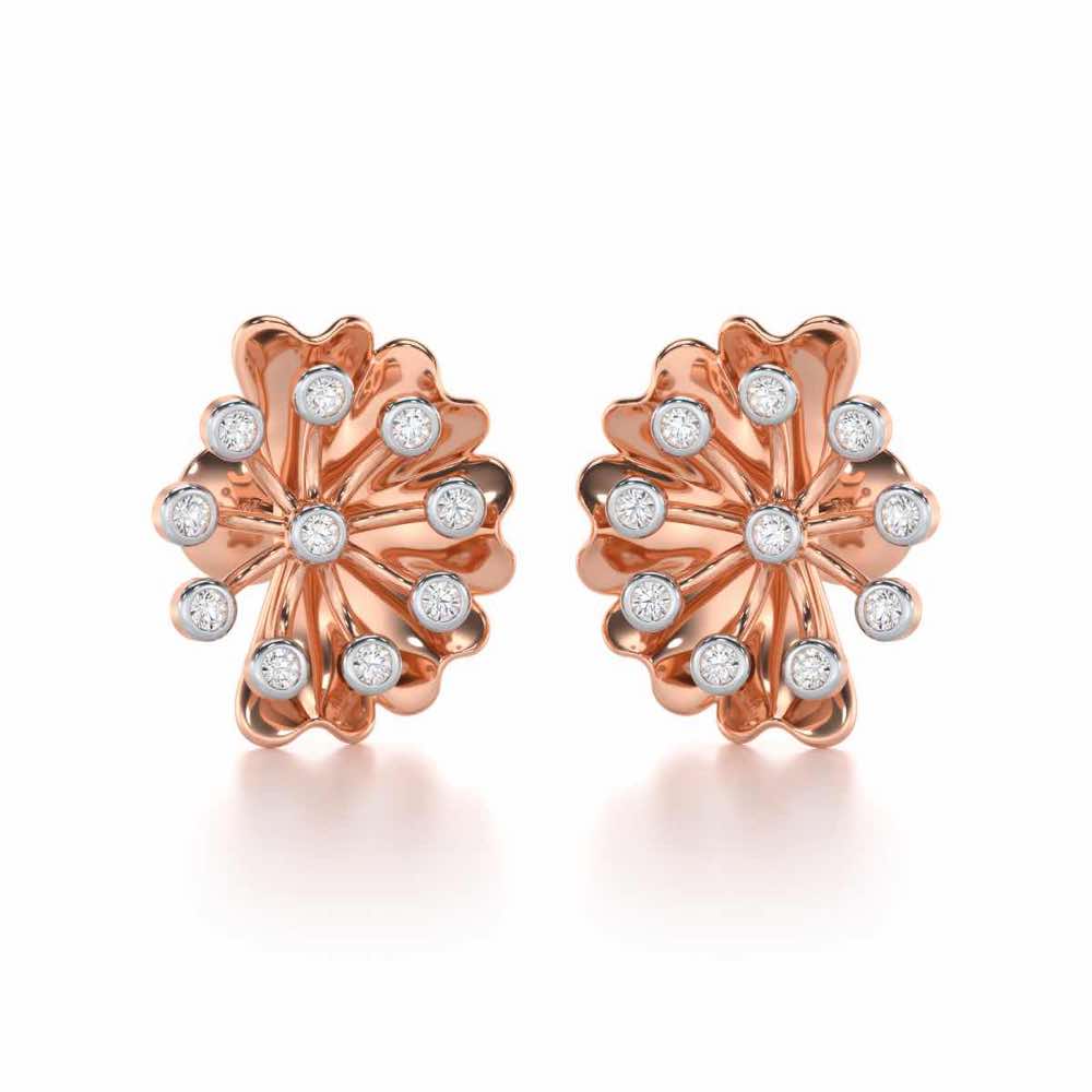 Luck Flower Silver Earrings - Rose Gold - Image 1