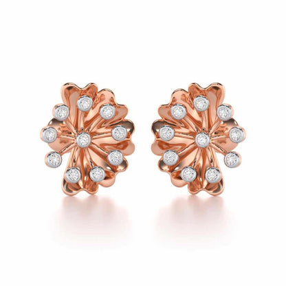 Luck Flower Silver Earrings - Rose Gold - Image 1
