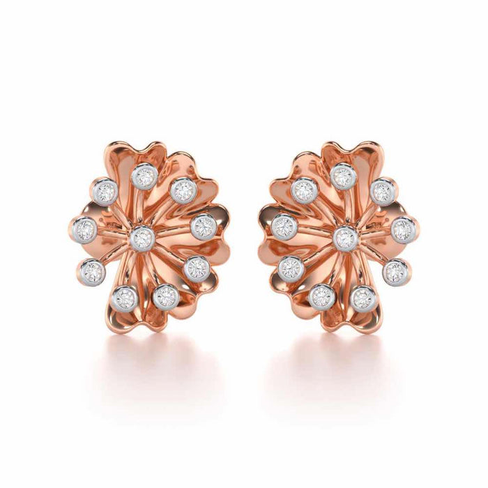 Luck Flower Silver Earrings - Rose Gold - Image 1