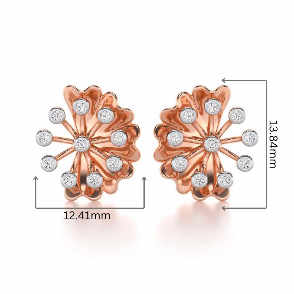 Luck Flower Silver Earrings - Rose Gold - Image 2