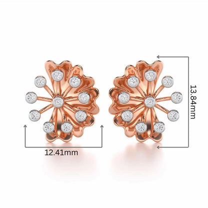 Luck Flower Silver Earrings - Rose Gold - Image 2