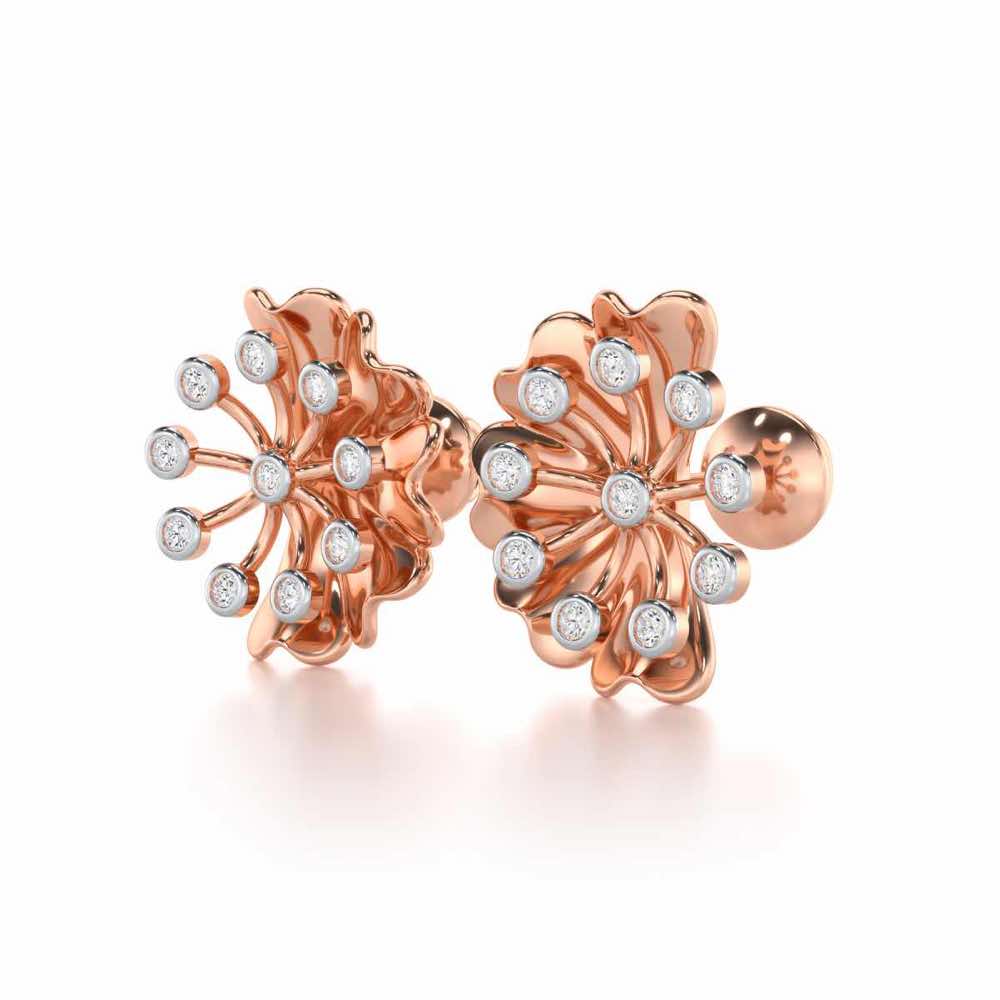 Luck Flower Silver Earrings - Rose Gold - Image 3