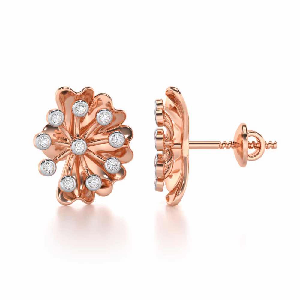 Luck Flower Silver Earrings - Rose Gold - Image 4