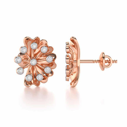 Luck Flower Silver Earrings - Rose Gold - Image 4