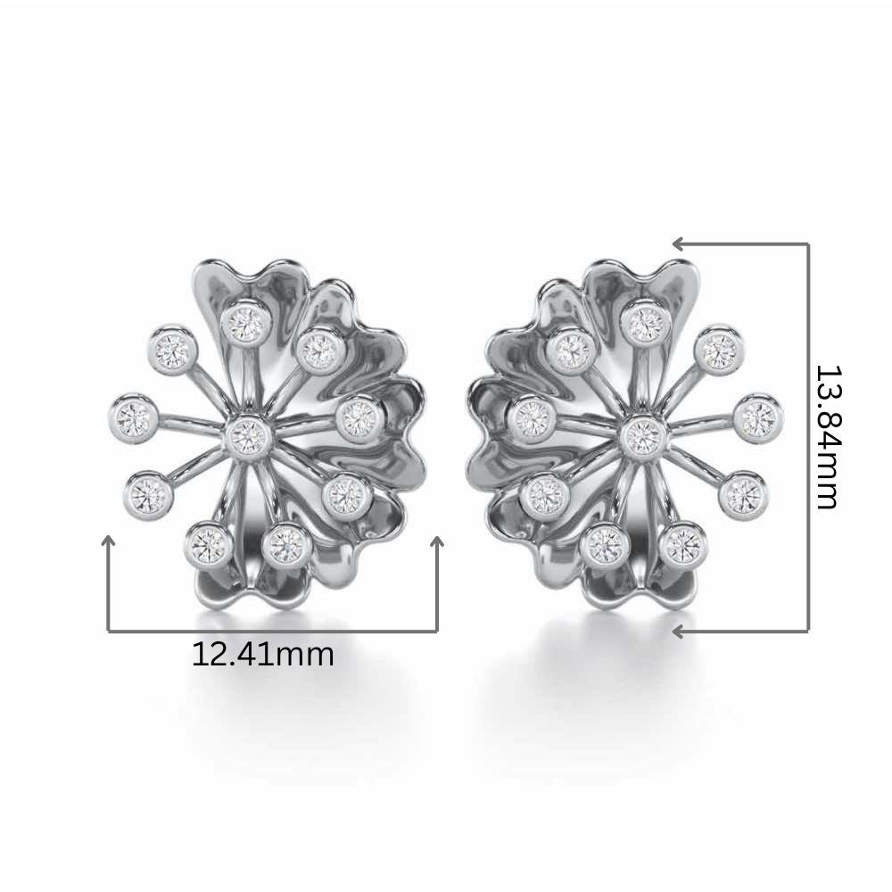 Luck Flower Silver Earrings - White Gold - Image 2