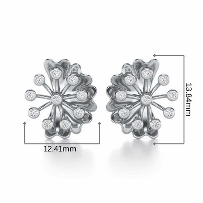 Luck Flower Silver Earrings - White Gold - Image 2