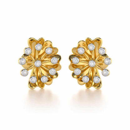 Luck Flower Silver Earrings - Yellow Gold - Image 1