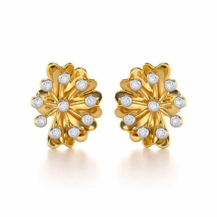 Luck Flower Silver Earrings - Yellow Gold - Image 1