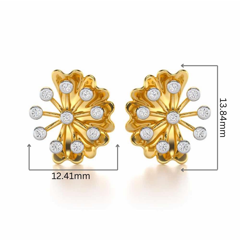 Luck Flower Silver Earrings - Yellow Gold - Image 2