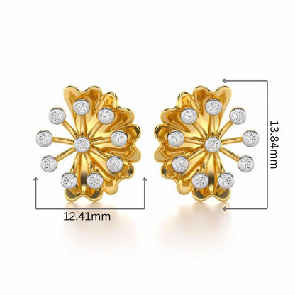 Luck Flower Silver Earrings - Yellow Gold - Image 2