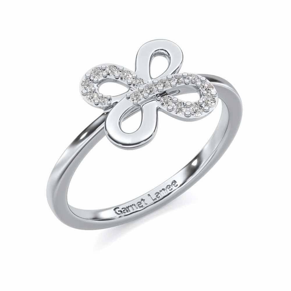 Luck Petal Silver Ring - White Gold - Image 1