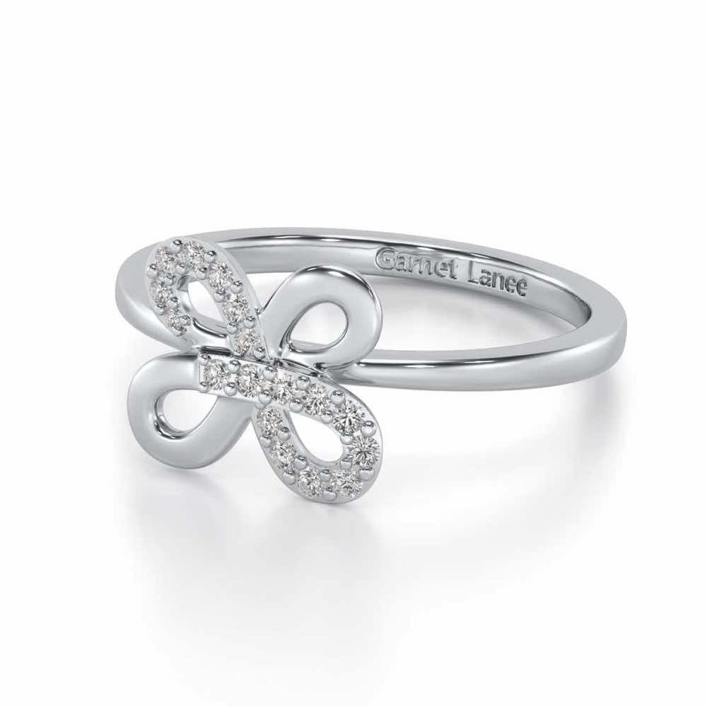Luck Petal Silver Ring - White Gold - Image 2