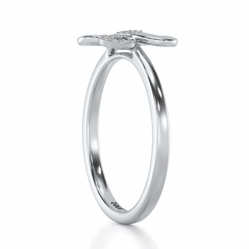 Luck Petal Silver Ring - White Gold - Image 3