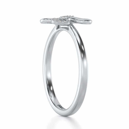 Luck Petal Silver Ring - White Gold - Image 3