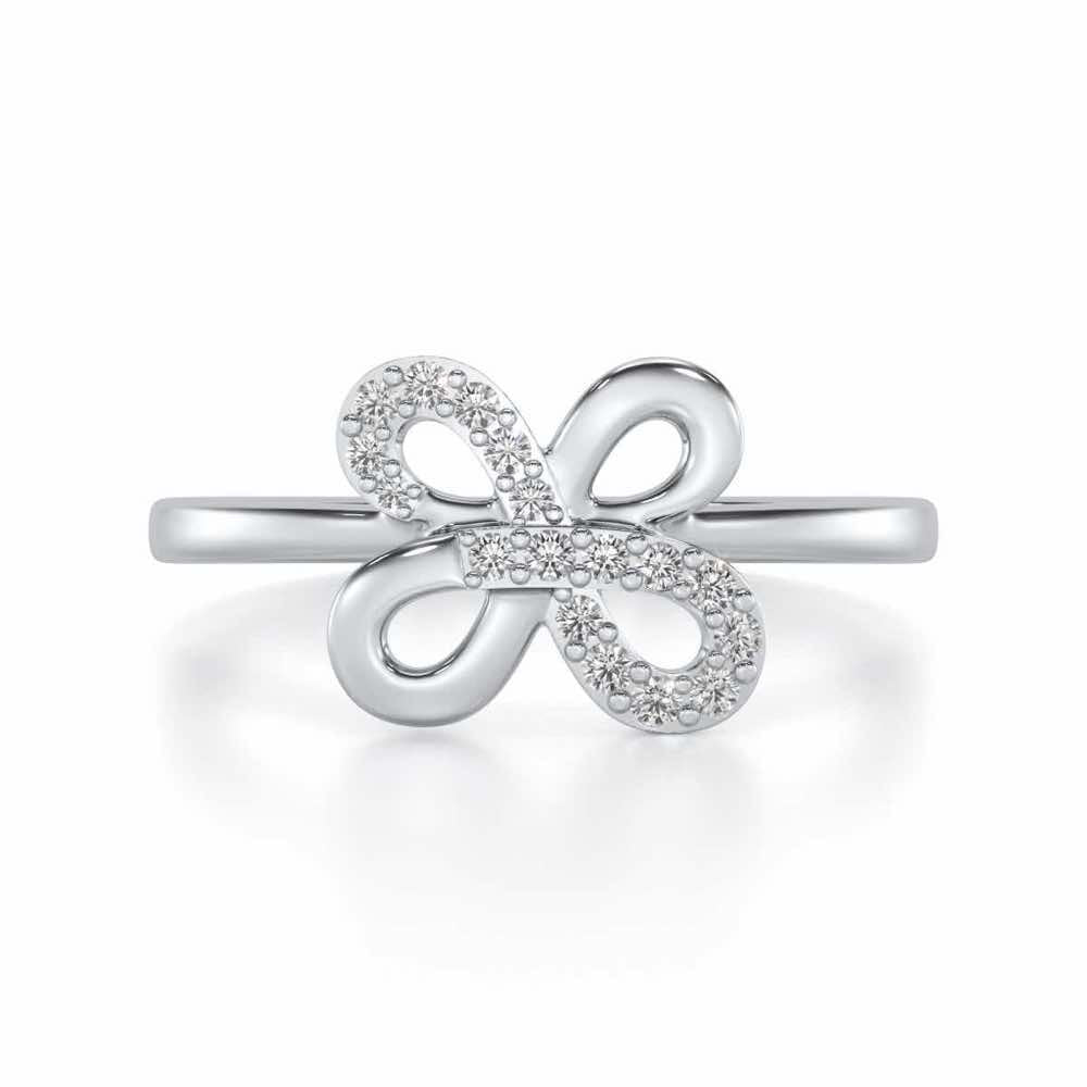 Luck Petal Silver Ring - White Gold - Image 4