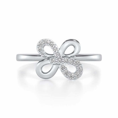 Luck Petal Silver Ring - White Gold - Image 4