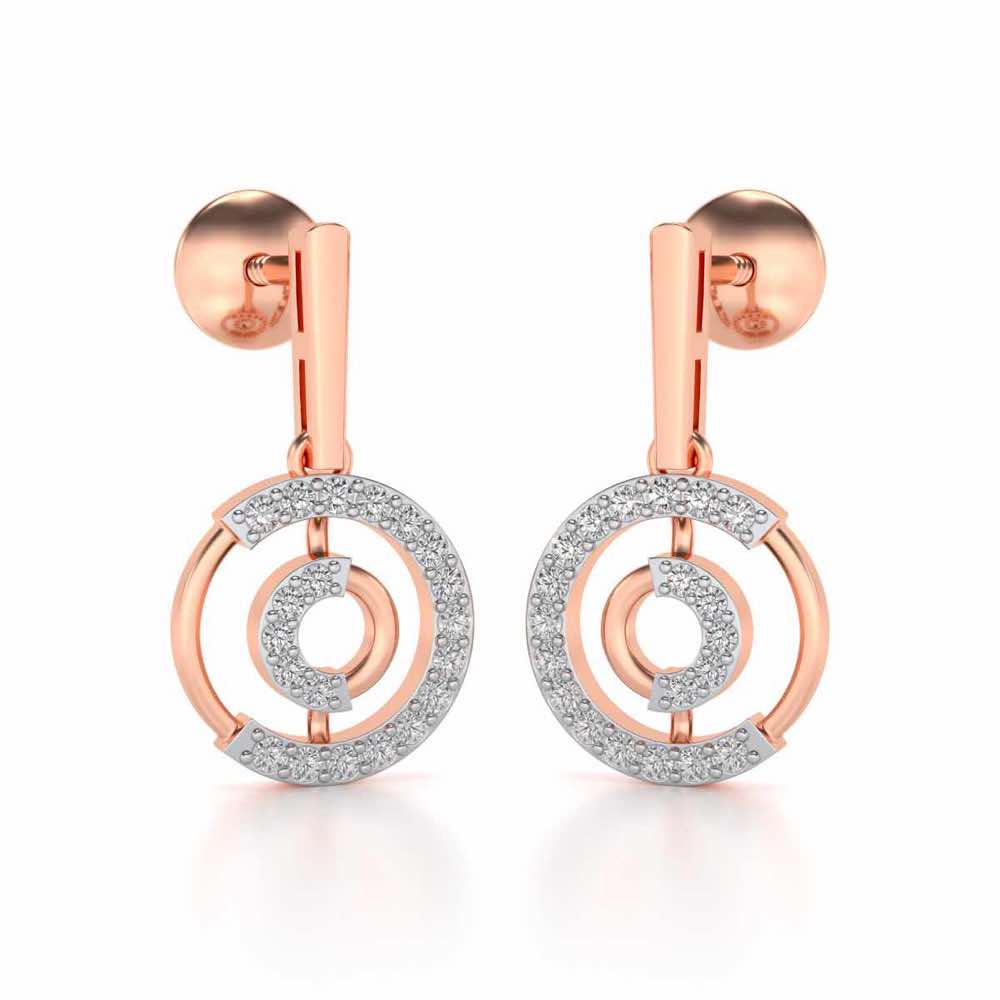 Lucky Circle Silver Earrings - Rose Gold - Image 2