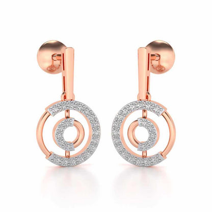 Lucky Circle Silver Earrings - Rose Gold - Image 2