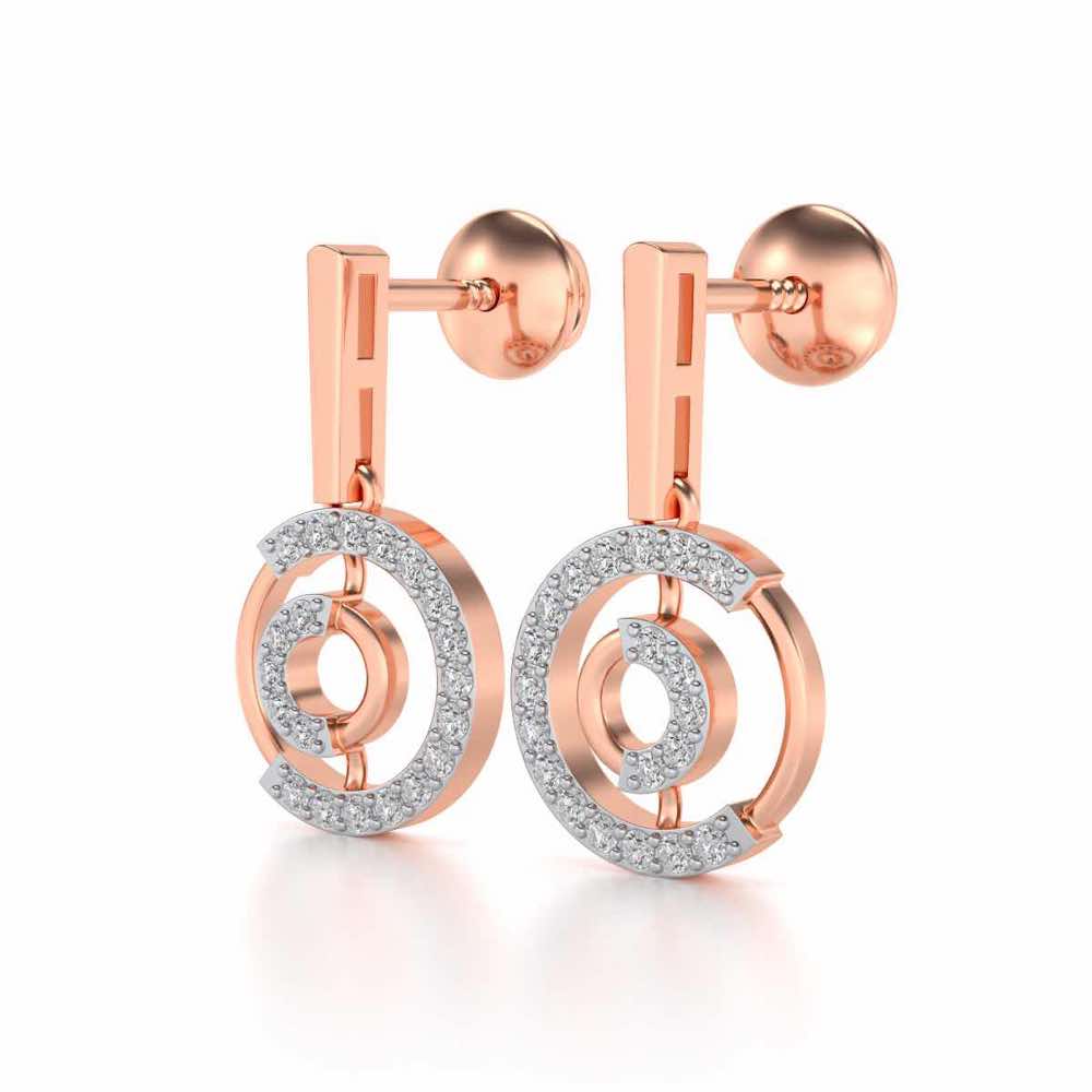 Lucky Circle Silver Earrings - Rose Gold - Image 3