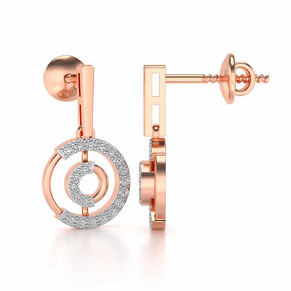 Lucky Circle Silver Earrings - Rose Gold - Image 4