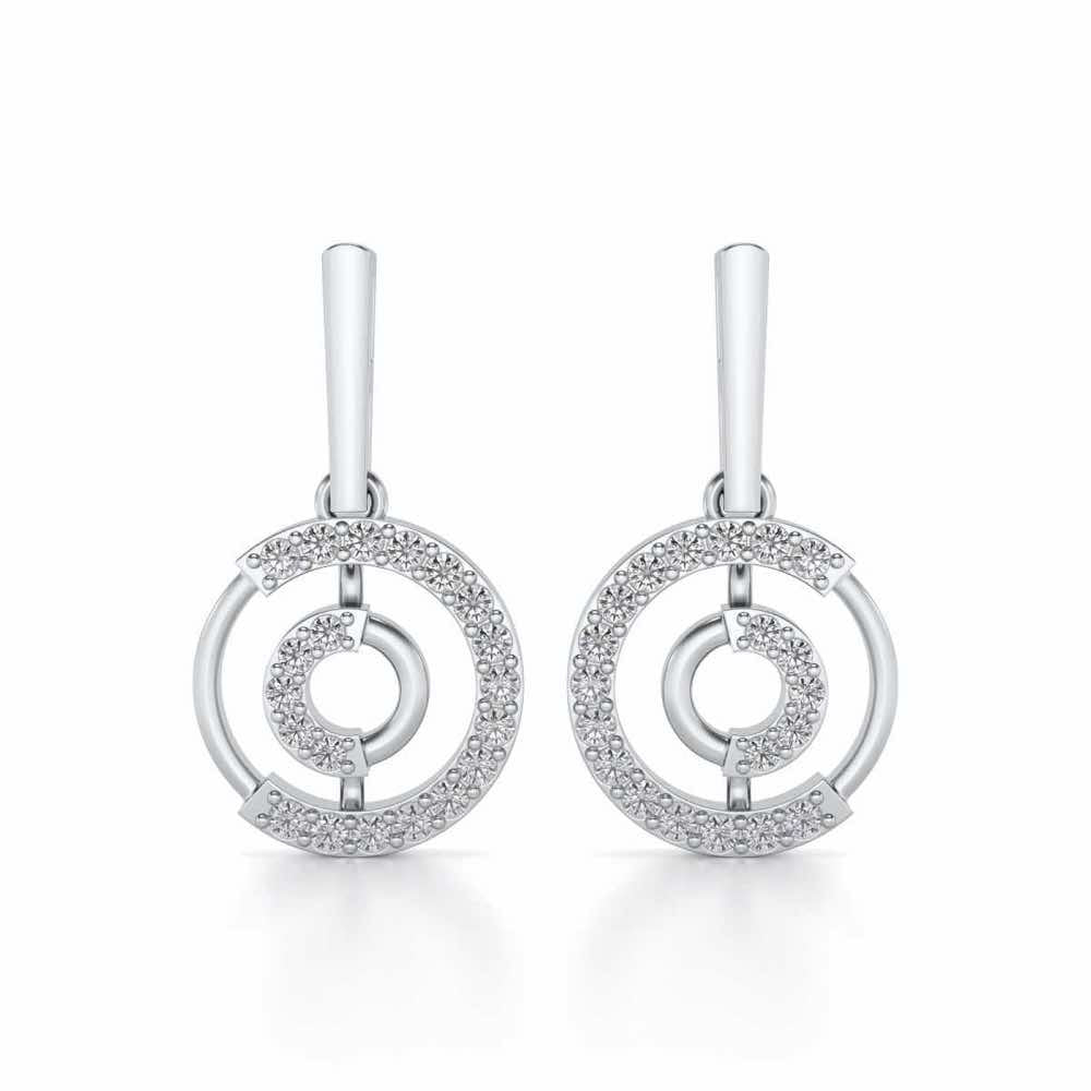 Lucky Circle Silver Earrings - White Gold - Image 1