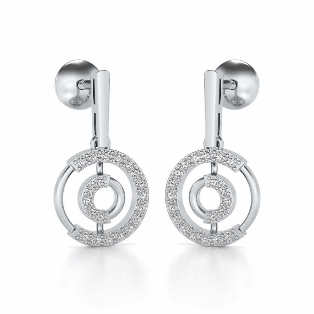 Lucky Circle Silver Earrings - White Gold - Image 2