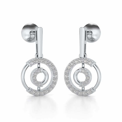 Lucky Circle Silver Earrings - White Gold - Image 2