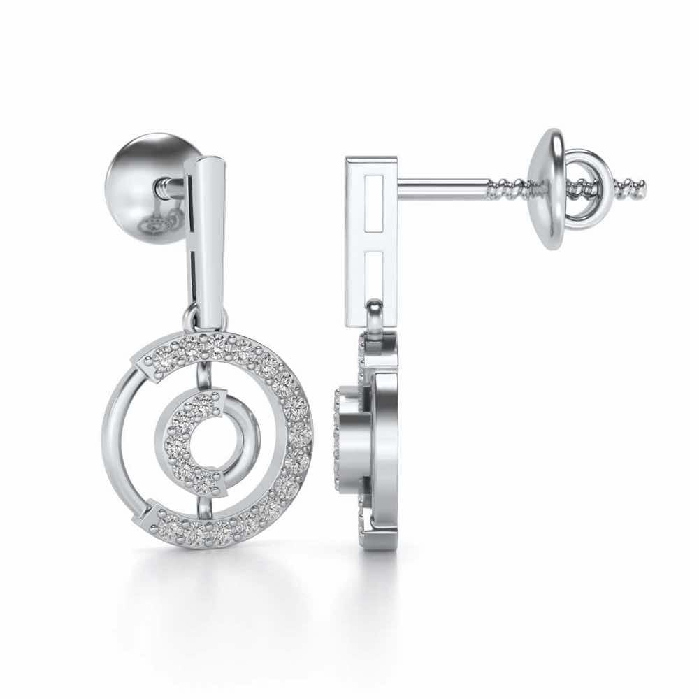 Lucky Circle Silver Earrings - White Gold - Image 4