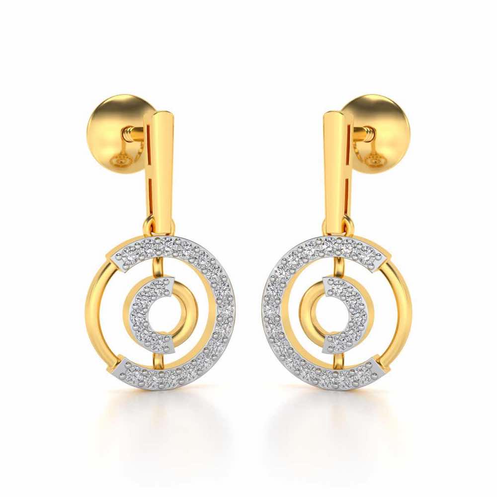 Lucky Circle Silver Earrings - Yellow Gold - Image 2