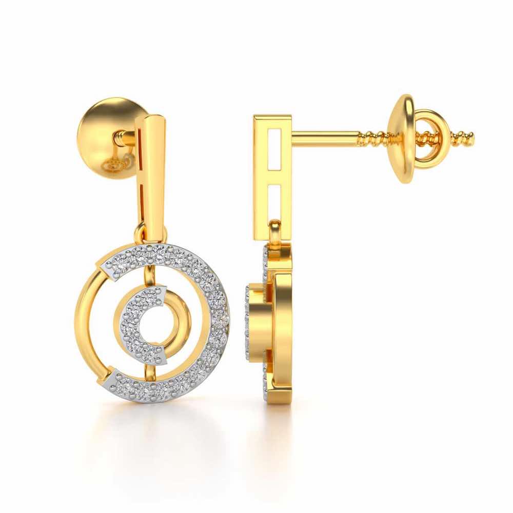 Lucky Circle Silver Earrings - Yellow Gold - Image 4