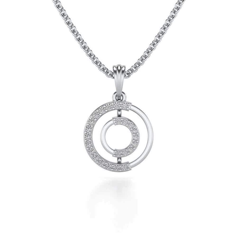 Lucky Circle Silver Pendant - White Gold - Image 1