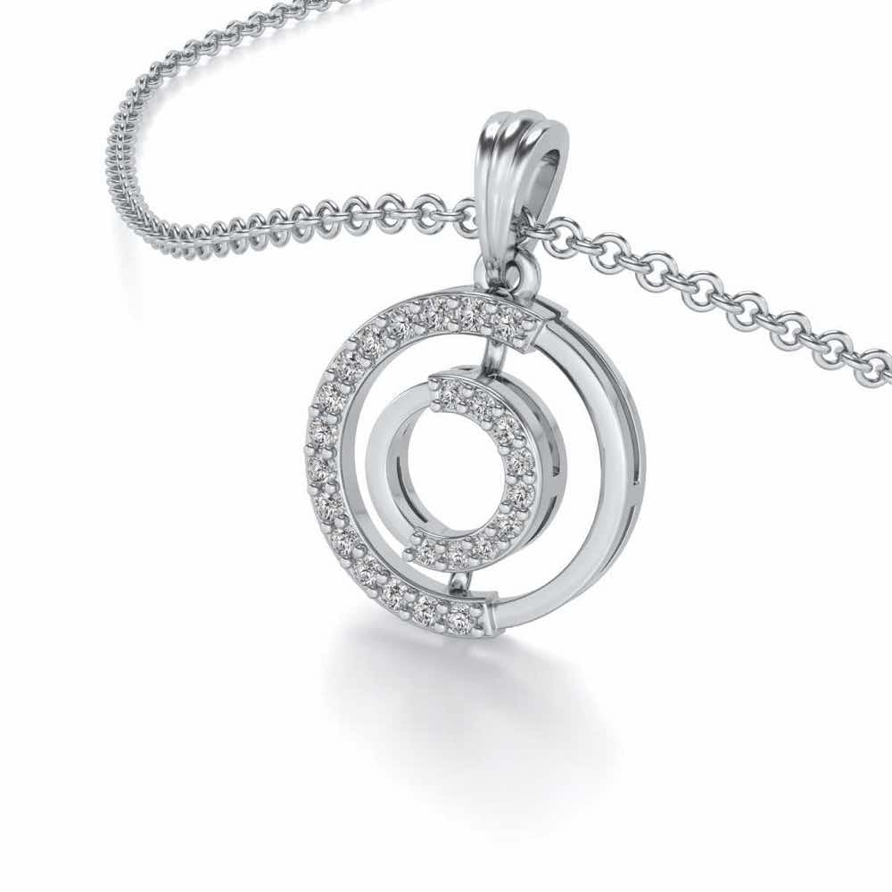 Lucky Circle Silver Pendant - White Gold - Image 2