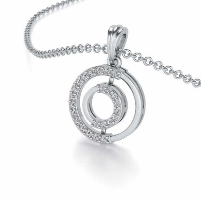 Lucky Circle Silver Pendant - White Gold - Image 2