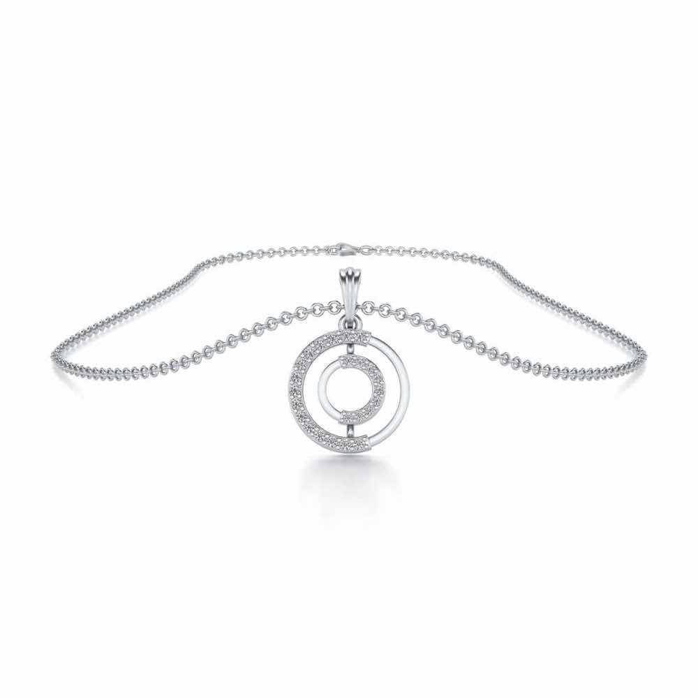 Lucky Circle Silver Pendant - White Gold - Image 3
