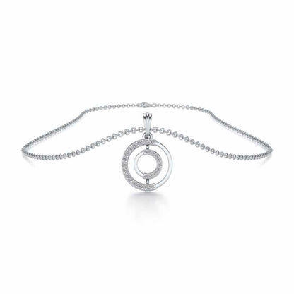 Lucky Circle Silver Pendant - White Gold - Image 3
