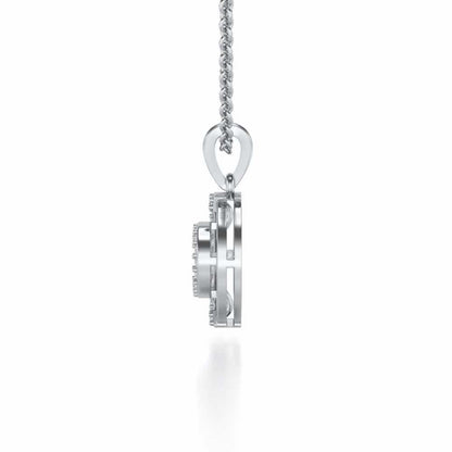 Lucky Circle Silver Pendant - White Gold - Image 4