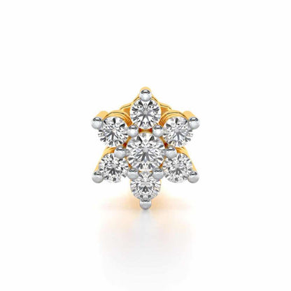 Lucky Flower Silver Nosepin - Yellow Gold - Image 1