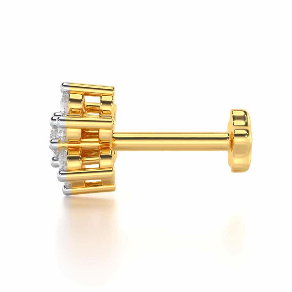 Lucky Flower Silver Nosepin - Yellow Gold - Image 3