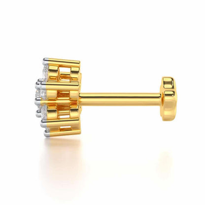 Lucky Flower Silver Nosepin - Yellow Gold - Image 3