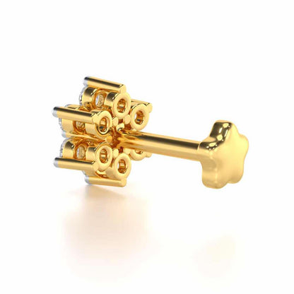 Lucky Flower Silver Nosepin - Yellow Gold - Image 4
