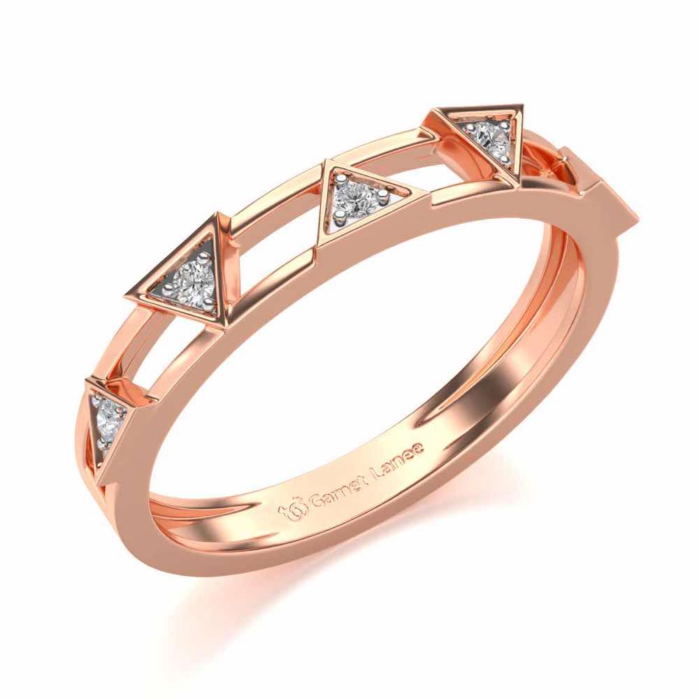 Lucky Pointer Silver Band Ring - Rose Gold - Image 1