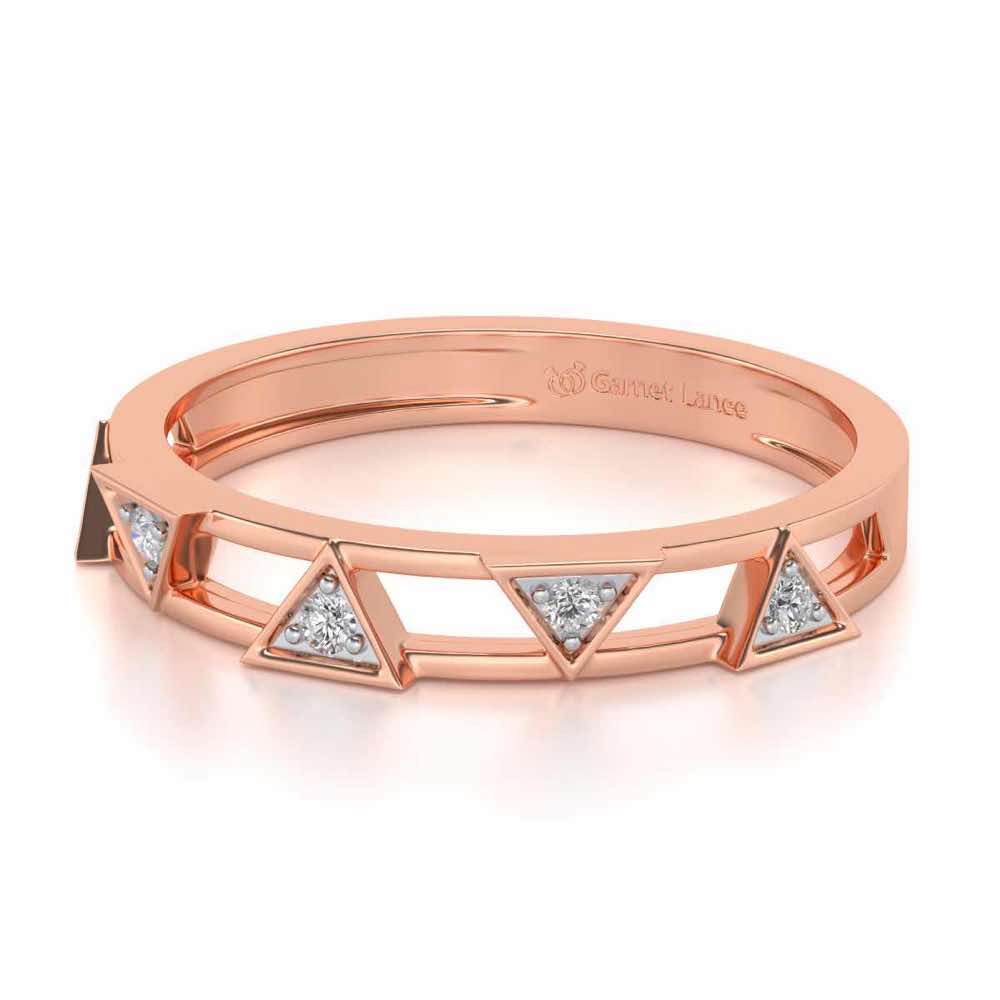 Lucky Pointer Silver Band Ring - Rose Gold - Image 2
