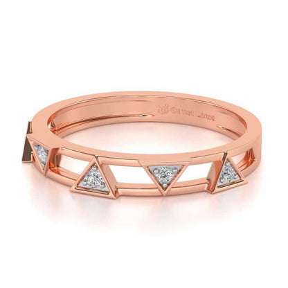 Lucky Pointer Silver Band Ring - Rose Gold - Image 2