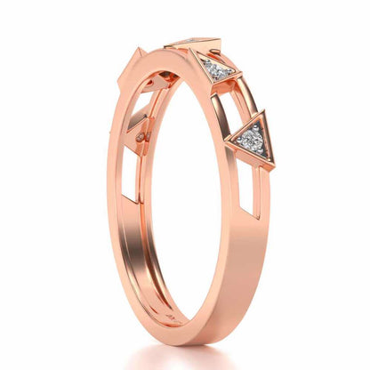 Lucky Pointer Silver Band Ring - Rose Gold - Image 3