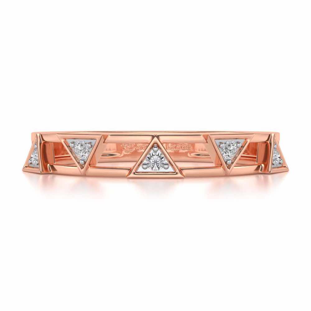 Lucky Pointer Silver Band Ring - Rose Gold - Image 4