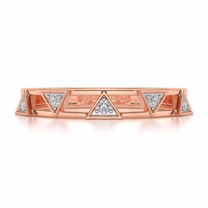 Lucky Pointer Silver Band Ring - Rose Gold - Image 4
